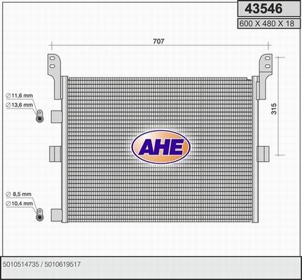AHE 43546 - Конденсатор кондиционера autosila-amz.com