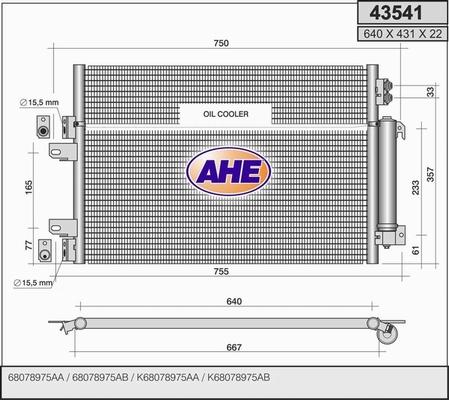 AHE 43541 - Конденсатор кондиционера autosila-amz.com