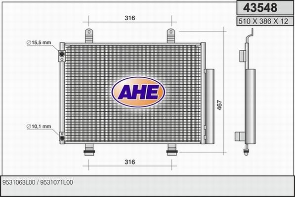 AHE 43548 - Конденсатор кондиционера autosila-amz.com