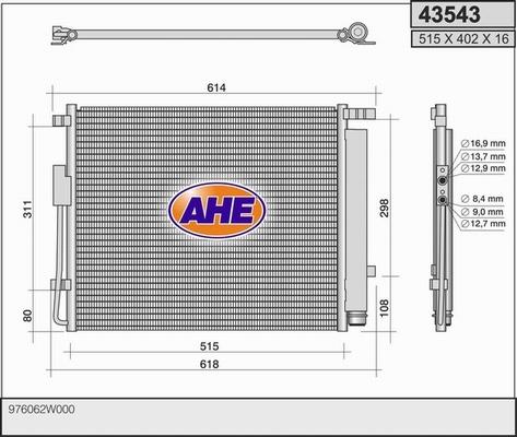AHE 43543 - Конденсатор кондиционера autosila-amz.com