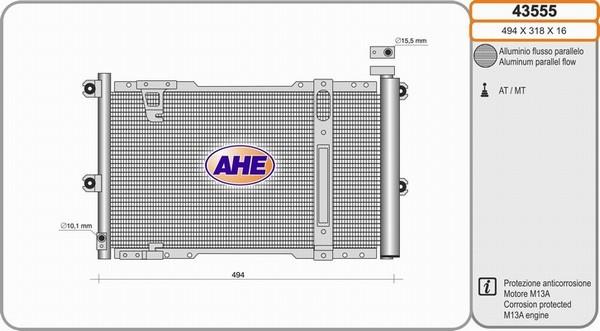 AHE 43555 - Конденсатор кондиционера autosila-amz.com