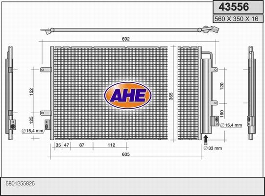 AHE 43556 - Конденсатор кондиционера autosila-amz.com