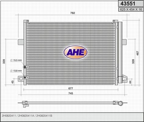 AHE 43551 - Конденсатор кондиционера autosila-amz.com