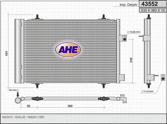 AHE 43552 - Конденсатор кондиционера autosila-amz.com