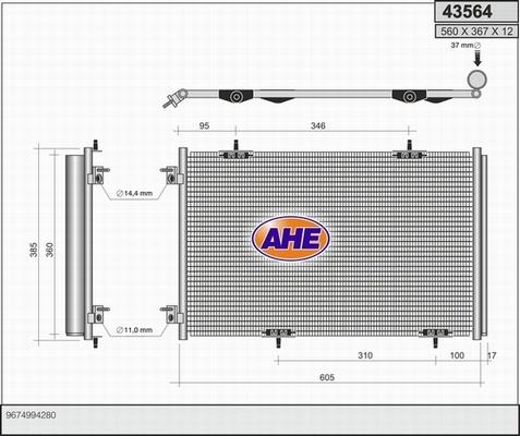 AHE 43564 - Конденсатор кондиционера autosila-amz.com