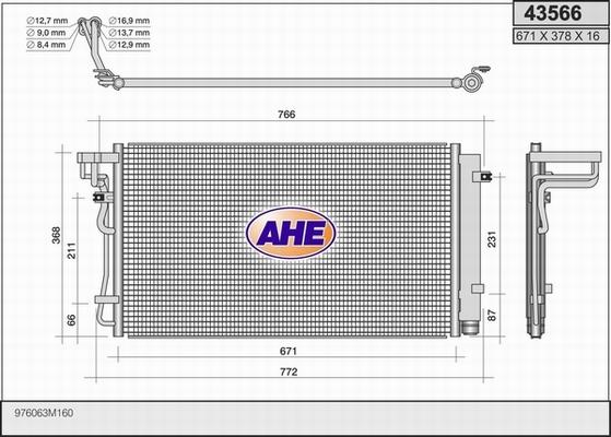 AHE 43566 - Конденсатор кондиционера autosila-amz.com