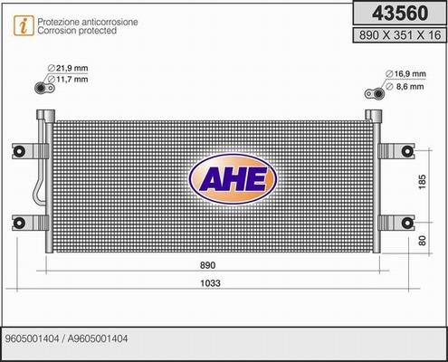 AHE 43560 - Конденсатор кондиционера autosila-amz.com