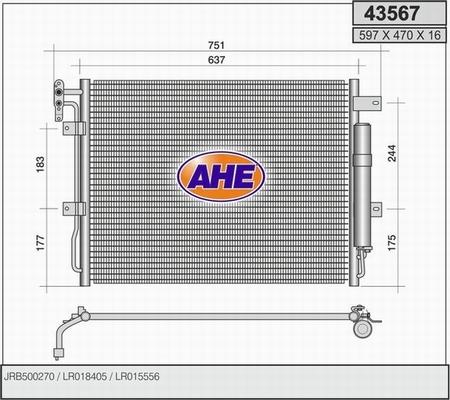 AHE 43567 - Конденсатор кондиционера autosila-amz.com
