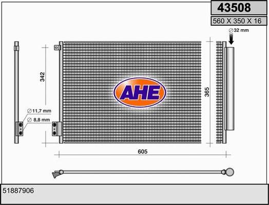 AHE 43508 - Конденсатор кондиционера autosila-amz.com