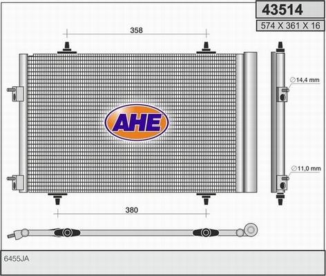 AHE 43514 - Конденсатор кондиционера autosila-amz.com