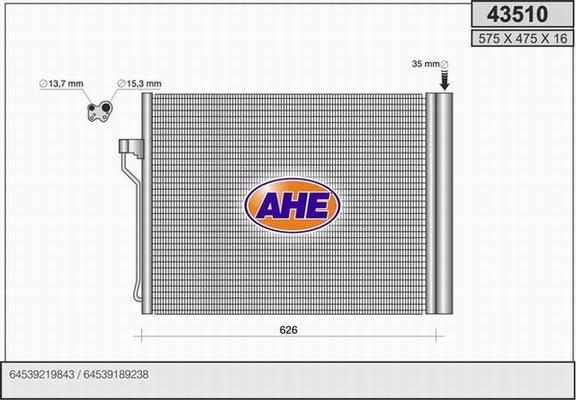 AHE 43510 - Конденсатор кондиционера autosila-amz.com