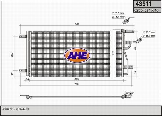 AHE 43511 - Конденсатор кондиционера autosila-amz.com