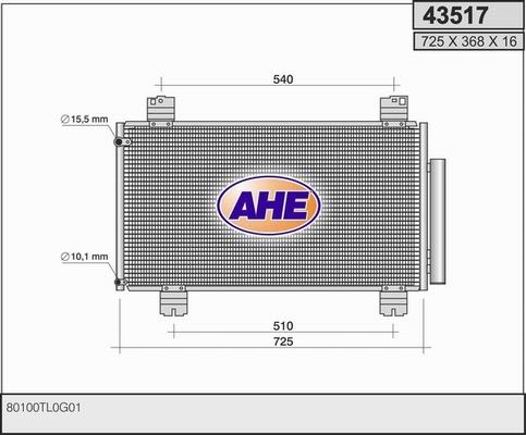 AHE 43517 - Конденсатор кондиционера autosila-amz.com
