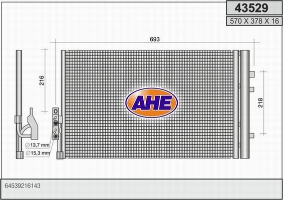 AHE 43529 - Конденсатор кондиционера autosila-amz.com