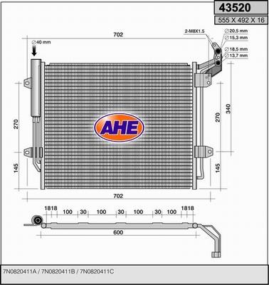 AHE 43520 - Конденсатор кондиционера autosila-amz.com