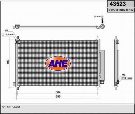 AHE 43523 - Конденсатор кондиционера autosila-amz.com