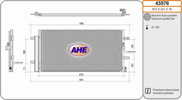 AHE 43576 - Конденсатор кондиционера autosila-amz.com