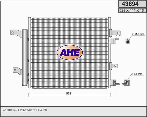 AHE 43694 - Конденсатор кондиционера autosila-amz.com