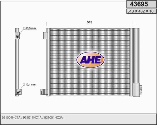 AHE 43695 - Конденсатор кондиционера autosila-amz.com