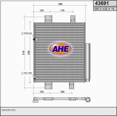 AHE 43691 - Конденсатор кондиционера autosila-amz.com