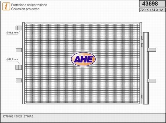 AHE 43698 - Конденсатор кондиционера autosila-amz.com
