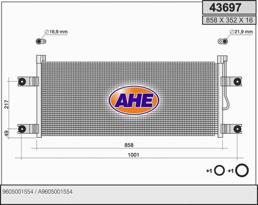 AHE 43697 - Конденсатор кондиционера autosila-amz.com