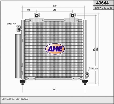 AHE 43644 - Конденсатор кондиционера autosila-amz.com