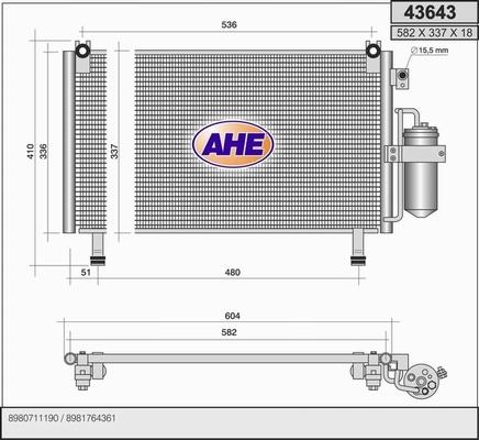 AHE 43643 - Конденсатор кондиционера autosila-amz.com