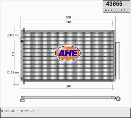 AHE 43655 - Конденсатор кондиционера autosila-amz.com