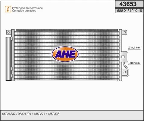 AHE 43653 - Конденсатор кондиционера autosila-amz.com