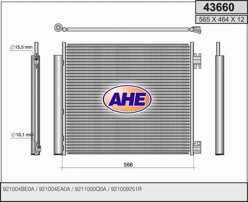 AHE 43660 - Конденсатор кондиционера autosila-amz.com