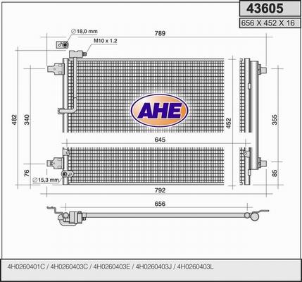 AHE 43605 - Конденсатор кондиционера autosila-amz.com