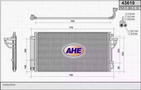AHE 43619 - Конденсатор кондиционера autosila-amz.com