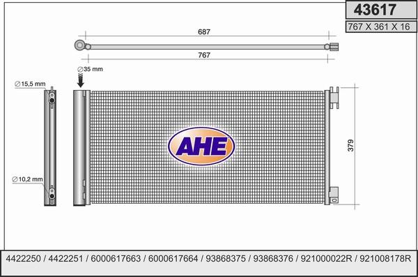 AHE 43617 - Конденсатор кондиционера autosila-amz.com