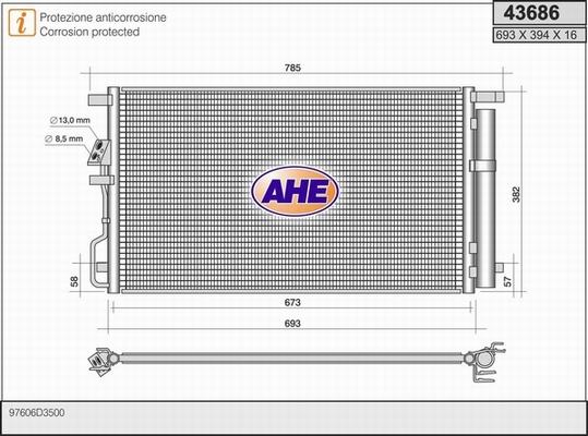 AHE 43686 - Конденсатор кондиционера autosila-amz.com