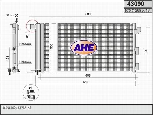 AHE 43090 - Конденсатор кондиционера autosila-amz.com