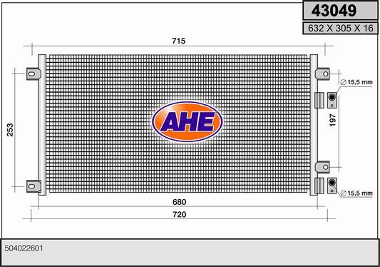 AHE 43049 - Конденсатор кондиционера autosila-amz.com