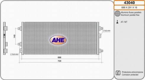 AHE 43040 - Конденсатор кондиционера autosila-amz.com