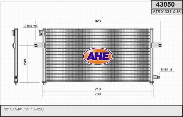 AHE 43050 - Конденсатор кондиционера autosila-amz.com