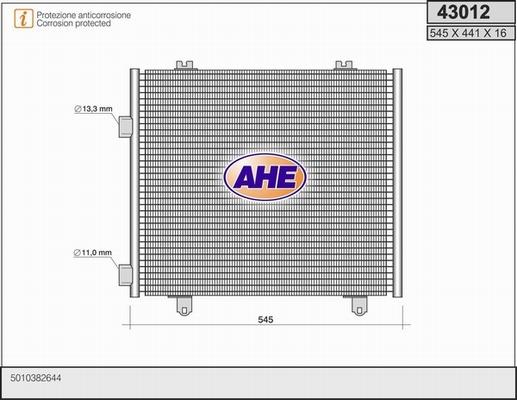 AHE 43012 - Конденсатор кондиционера autosila-amz.com