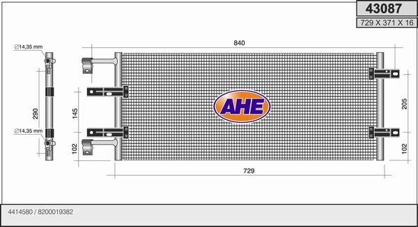 AHE 43087 - Конденсатор кондиционера autosila-amz.com