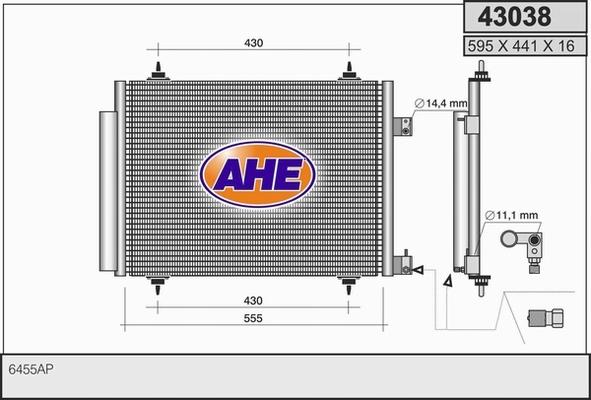 AHE 43038 - Конденсатор кондиционера autosila-amz.com