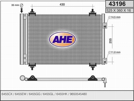 AHE 43196 - Конденсатор кондиционера autosila-amz.com