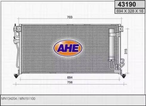 AHE 43190 - Конденсатор кондиционера autosila-amz.com