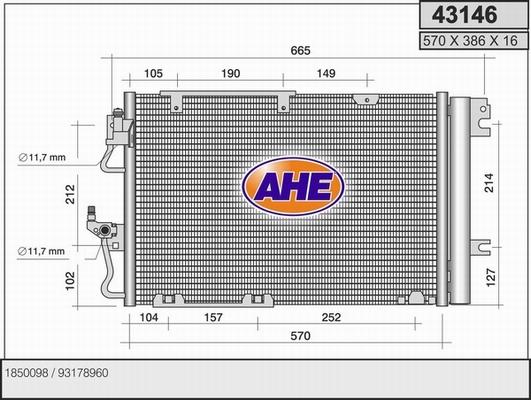 AHE 43146 - Конденсатор кондиционера autosila-amz.com