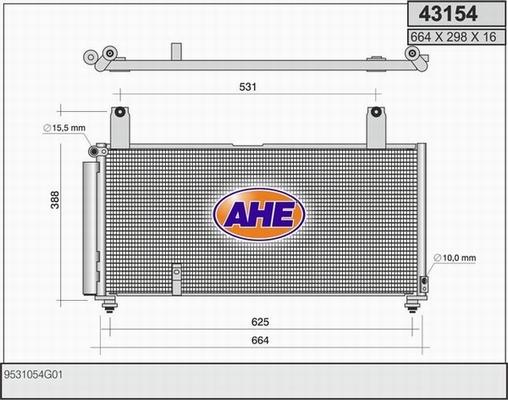 AHE 43154 - Конденсатор кондиционера autosila-amz.com
