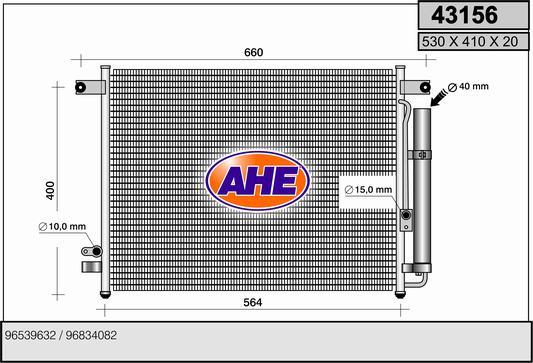 AHE 43156 - Конденсатор кондиционера autosila-amz.com