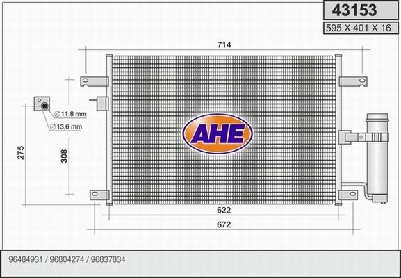 AHE 43153 - Конденсатор кондиционера autosila-amz.com