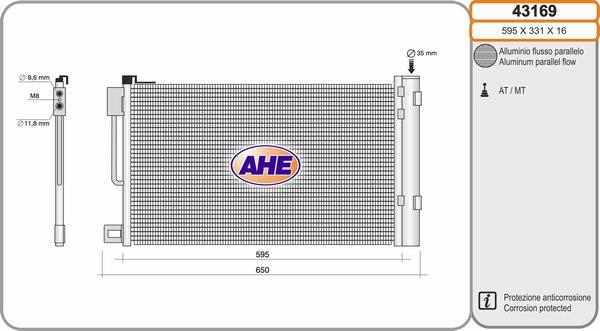 AHE 43169 - Конденсатор кондиционера autosila-amz.com
