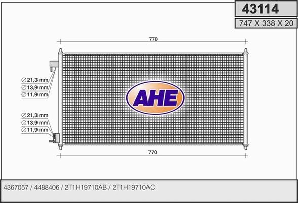 AHE 43114 - Конденсатор кондиционера autosila-amz.com